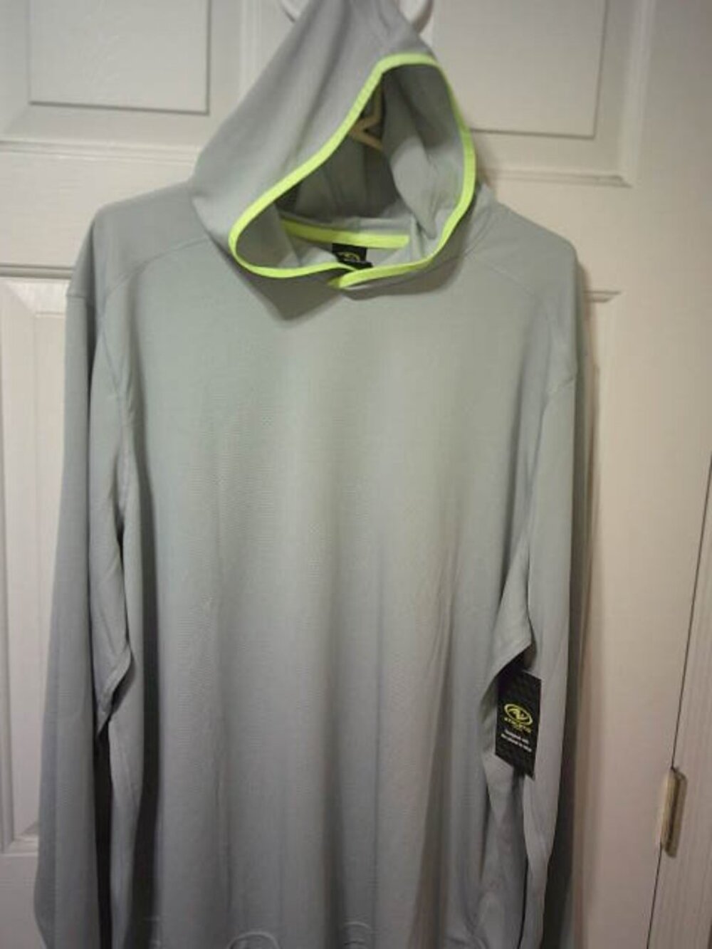 NEW MEN'S SIZE 3XL ATHLETIC WORKS SOFT SILVER NEON TRIM HOODIE ACTIVEWEAR LS 👨